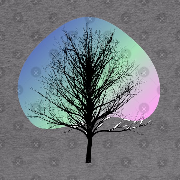 pink blue gradient black tree art by creatilory